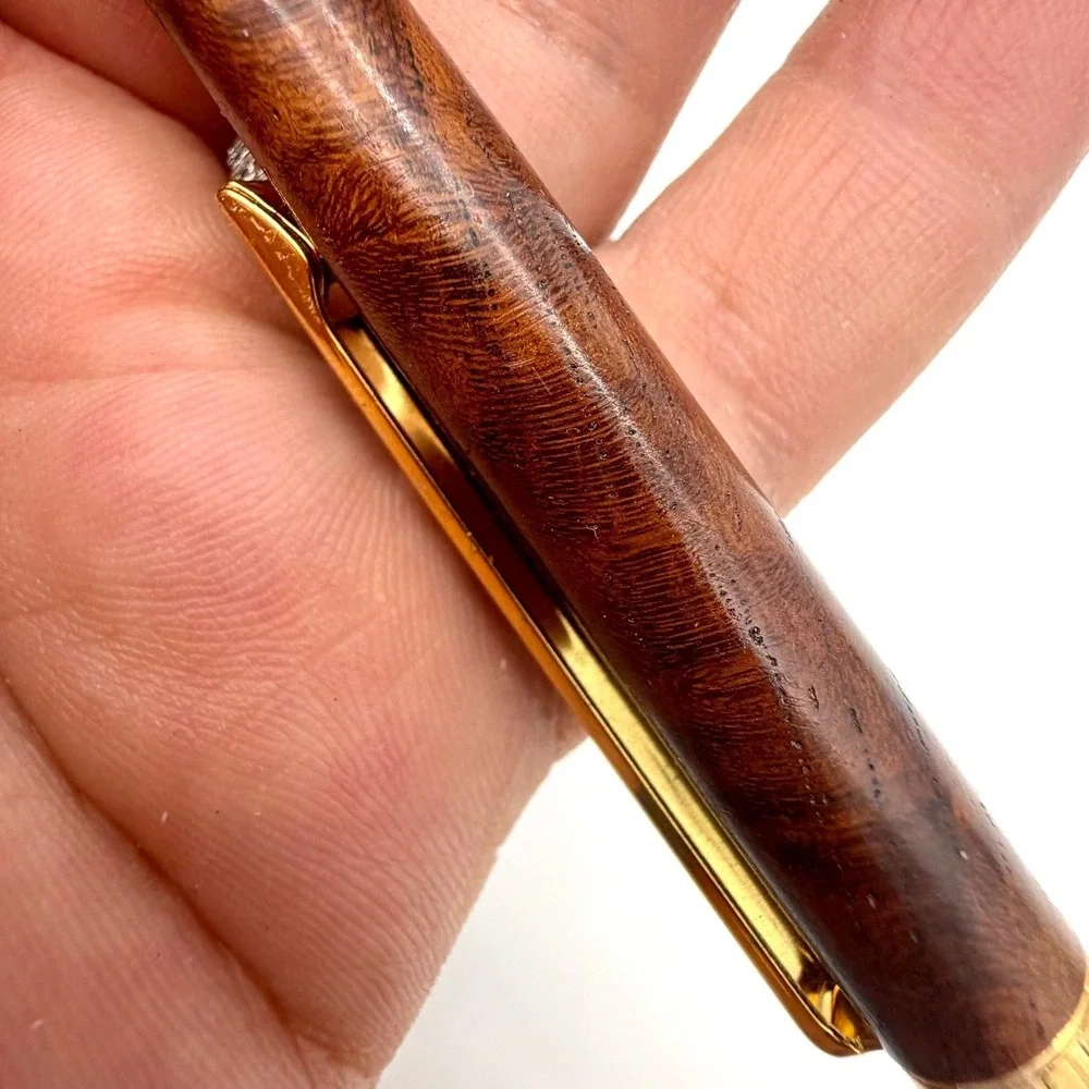 Davin‎ Kesler Wood Pen Pencil Pillbox Set Vintage Inlay Gold-Tone West Germany